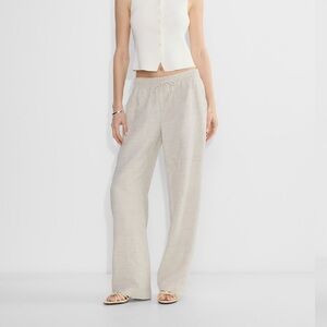 Women's Cream Wide-Leg Pants